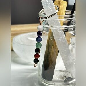 Handcrafted Rose Gold Keychain! Chakra Balance, High Quality Crystal Beads